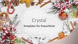  Presentation with christmas food - Amazing slide set having christmas food frame gingerbread cookies spices and decorations on white table background with copy space backdrop and a white colored foreground