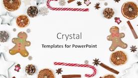  Presentation with christmas food - Slide set enhanced with christmas food frame gingerbread cookies spices and decorations on white background with copy space background and a white colored foreground