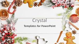  Presentation with christmas food - Cool new PPT theme with christmas-food-frame-gingerbread-cookies backdrop and a white colored foreground