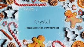  Presentation with christmas food - Theme with christmas-food-gingerbread-cookie-caramel background and a light blue colored foreground