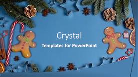  Presentation with orange slice - Amazing slide set having christmas-food-gingerbread-cookie-caramel backdrop and a teal colored foreground