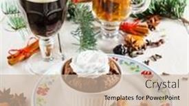  Presentation with christmas food - Theme having christmas food background and a soft green colored foreground