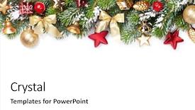  Presentation with snow tree - Slides with christmas frame background with baubles background and a white colored foreground