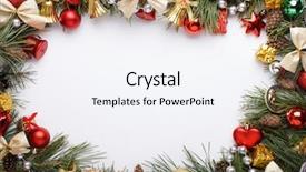  Presentation with frame - PPT theme enhanced with christmas frame with christmas ornaments background and a sky blue colored foreground