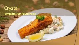  Presentation with potato - Presentation design featuring christmas-fried-carp-with-potato background and a  colored foreground