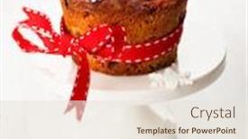  Presentation with snowflakes - Presentation theme having christmas fruit cake with sugar snowflakes background and a lemonade colored foreground