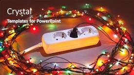  Presentation with christmas lights bulb decoration - Amazing PPT theme having christmas-garland-lights-circle-around backdrop and a tawny brown colored foreground