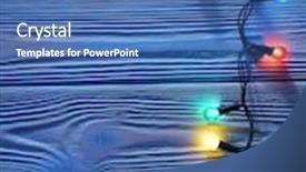  Presentation with rustic lights - Slide deck with christmas garland lights on blue wooden rustic background background and a ocean colored foreground