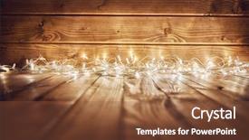  Presentation with rustic lights - Theme enhanced with christmas garland lights on wooden rustic background background and a tawny brown colored foreground