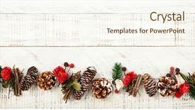  Presentation with rustic - Colorful PPT theme enhanced with christmas garland using pine cones backdrop and a cream colored foreground