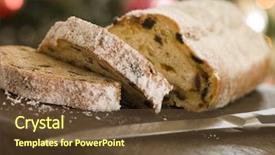  Presentation with slice of decorated cake - Colorful presentation enhanced with christmas germany - slices of stollen cake backdrop and a  colored foreground