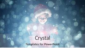  Presentation with girl design - PPT layouts enhanced with christmas gift against blue abstract background and a light blue colored foreground