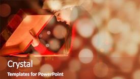  Presentation with christmas ribbon festive - Theme featuring christmas gift against light circle background and a tawny brown colored foreground