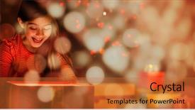  Presentation with christmas girl - Presentation theme enhanced with christmas gift against light circle background and a  colored foreground