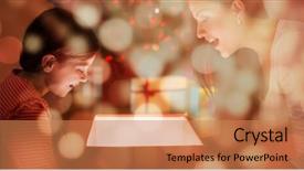  Presentation with christmas black kids - Theme having christmas gift against light circle background and a  colored foreground