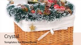 Presentation with hamper - Beautiful presentation design featuring christmas gift basket on white backdrop and a coral colored foreground