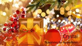  Presentation with golden christmas - Presentation theme consisting of christmas gift box and baubles background and a red colored foreground