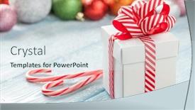  Presentation with decor - PPT theme with christmas-gift-box-and-colorful background and a sky blue colored foreground