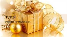  Presentation with gift - Theme enhanced with christmas gift box and decorations background and a yellow colored foreground