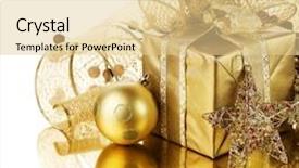  Presentation with christmas hamper gift traditional - Slide deck with christmas gift box and decorations background and a blonde colored foreground