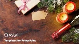  Presentation with candy cane christmas - Theme consisting of christmas gift box candles champagne background and a tawny brown colored foreground