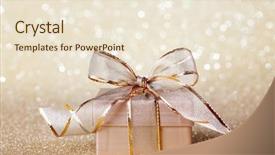  Presentation with gift - Slides having christmas gift box on golden background and a lemonade colored foreground