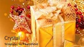  Presentation with golden christmas - Amazing theme having christmas gift box with baubles beautiful new year decorated golden gift backdrop and a gold colored foreground