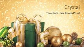  Presentation with gift - Slide deck enhanced with christmas-gift-box-with-christmas background and a blonde colored foreground