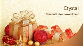  Presentation with gift - Cool new PPT theme with blonde wolf canis lupus stalks forward through grasses - captive animal backdrop and a coral colored foreground