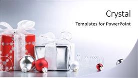  Presentation with gifs christmas - Beautiful PPT layouts featuring christmas gift box with decoration backdrop and a  colored foreground