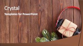  Presentation with christmas tree - Amazing presentation theme having christmas gift box with headphones backdrop and a tawny brown colored foreground