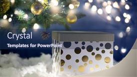  Presentation with party lights - PPT layouts enhanced with christmas-gift-boxe-against-bokeh background and a navy blue colored foreground