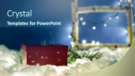  Presentation with party lights - Beautiful PPT theme featuring christmas-gift-boxe-against-bokeh backdrop and a ocean colored foreground