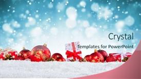  Presentation with boxes - Cool new PPT theme with christmas gift boxes and balls backdrop and a cool aqua colored foreground