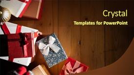  Presentation with boxes - Presentation design featuring christmas-gift-boxes-and-decorations background and a wine colored foreground