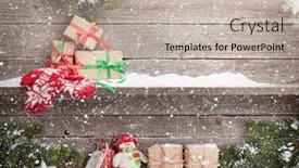  Presentation with fir tree - Amazing PPT layouts having christmas gift boxes and xmas fir tree branch view with space for your greetings backdrop and a mint green colored foreground