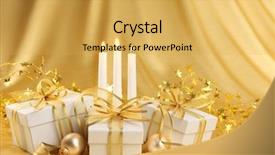  Presentation with christmas candles - PPT theme with christmas gift boxes decorated with candles and balls background and a yellow colored foreground