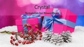  Presentation with christmas gift wrap - Beautiful PPT layouts featuring christmas gift boxes in snow backdrop and a  colored foreground