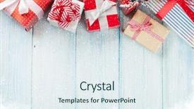  Presentation with boxes - Presentation theme with christmas gift boxes on wooden background and a sky blue colored foreground