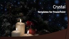  Presentation with burn - Amazing PPT layouts having christmas gift boxes with burn candles under decorated fir on snow backdrop and a black colored foreground