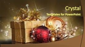  Presentation with gifs christmas - Presentation design featuring christmas gift covered with snow background and a tawny brown colored foreground