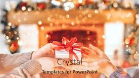  Presentation with family holding hands - Presentation theme consisting of christmas gift in hands happy man giving christmas and new year gift box to woman at home family xmas celebration person holding receiving a gift box christmas decoration relationship background and a coral colored foreground