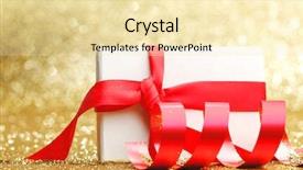  Presentation with golden christmas trumpet and red - Amazing presentation theme having christmas gift in white box backdrop and a  colored foreground