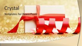  Presentation with red gold white - Colorful presentation theme enhanced with christmas gift in white box backdrop and a  colored foreground