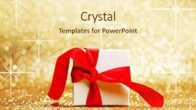  Presentation with golden christmas - Slide set consisting of christmas gift in white box with red ribbon decoration on golden background background and a cream colored foreground