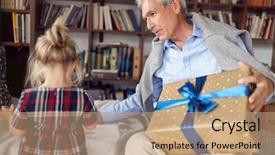  Presentation with gift - Amazing PPT layouts having christmas gift on celebration time backdrop and a coral colored foreground