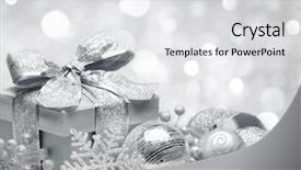  Presentation with silver christmas - Presentation theme with christmas gift on silver lights background and a light gray colored foreground