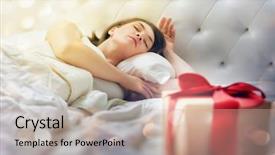  Presentation with gift - PPT theme enhanced with christmas gift on the bed background and a coral colored foreground
