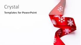  Presentation with gift ribbon - PPT theme enhanced with christmas-gift-ribbon-on-white background and a  colored foreground