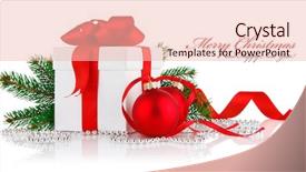 Presentation with christmas balls disco ball - Amazing PPT layouts having christmas gift with red balls backdrop and a lemonade colored foreground